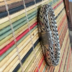 John Hardy Silver Braided Bracelet with Textured Clasp